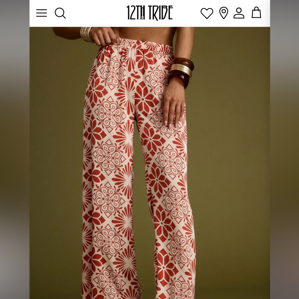 12th Tribe Red and Cream Patterned Skirt